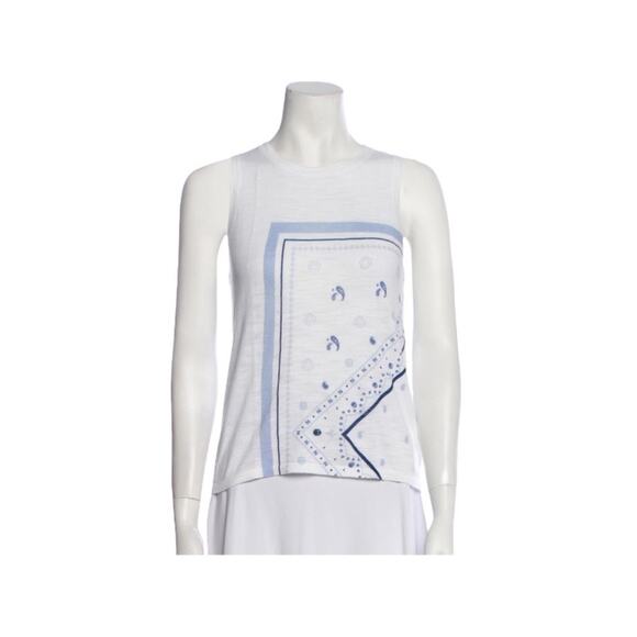 Skull Cashmere Cotton Graphic Print Top Bandana Print Tank Top Cotton Size Small - Picture 1 of 7